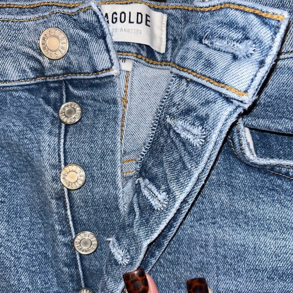 AGOLDE Riley High Rise Straight Crop Blue Jeans - Picture 5 of 6